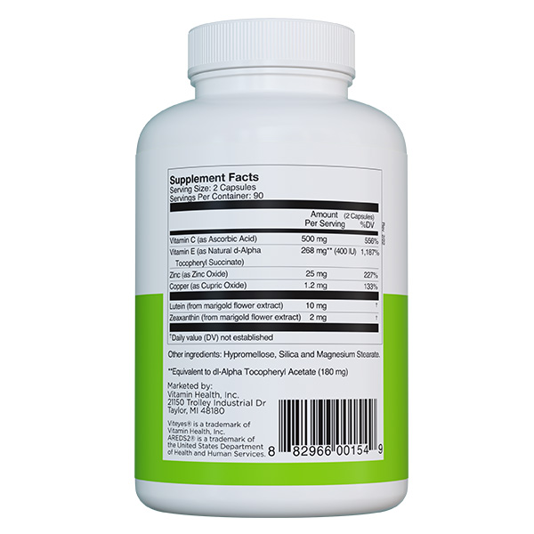 AREDS 2 Capsules Supplement Facts
