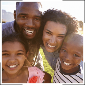 family outside in the summer