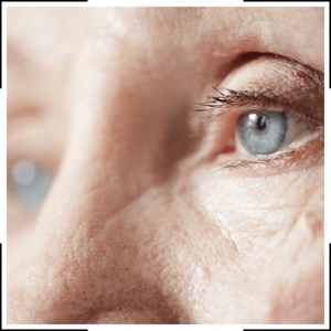 close up of elderly woman’s eyes